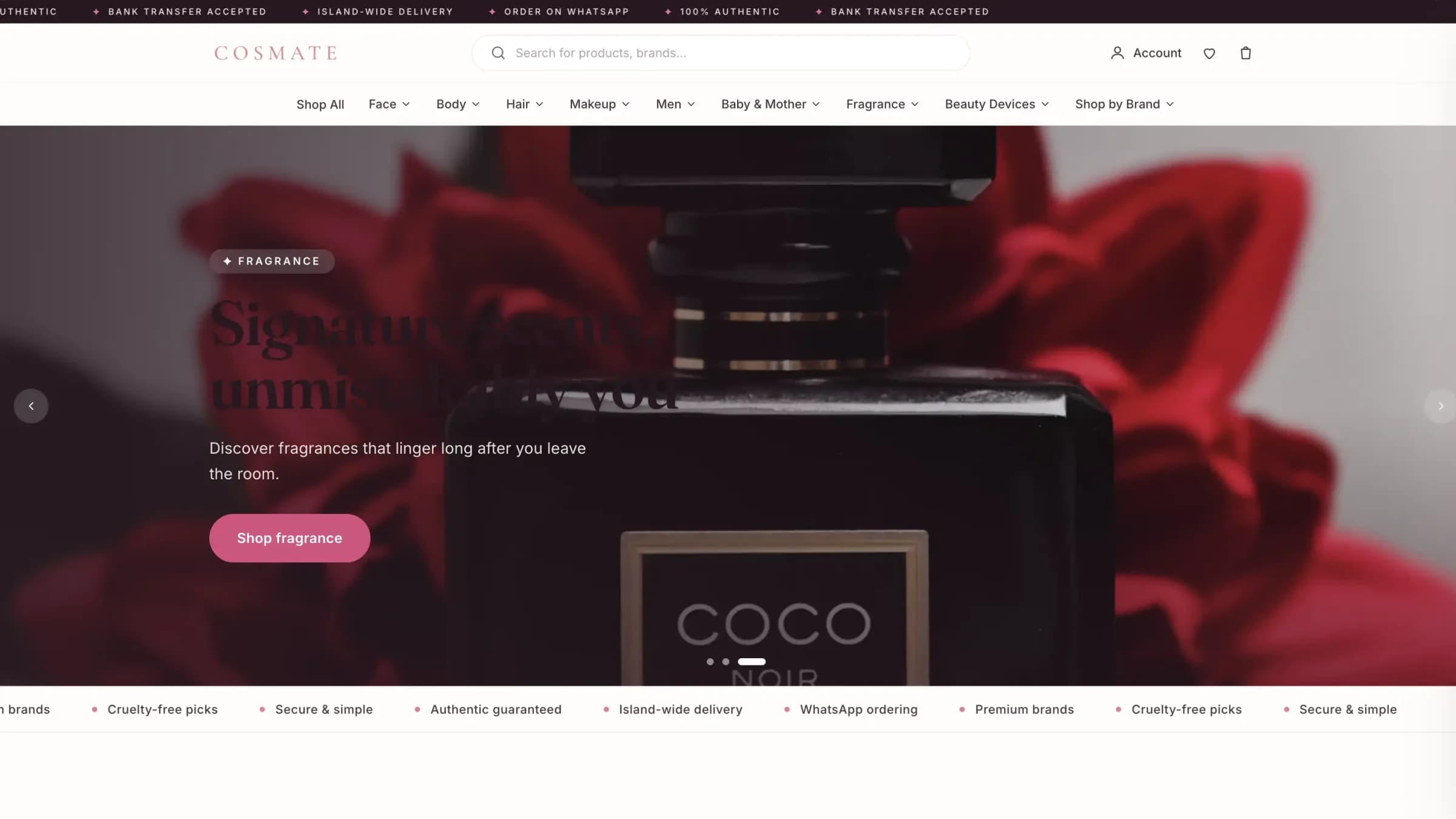 Cosmate e-commerce store by Zaptra